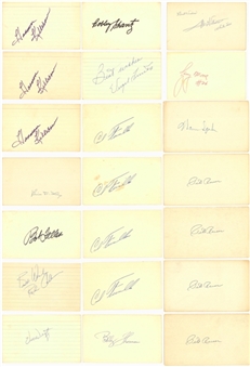 Lot of (21) Signed Index Cards from 13 Different Players including Killebrew, Spahn & Dickey (Beckett)